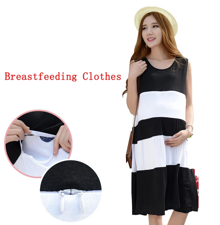 summer stripe maternity clothes maternity dresses pregnancy clothes for Pregnant Women nursing dress Breastfeeding Dresses (26)