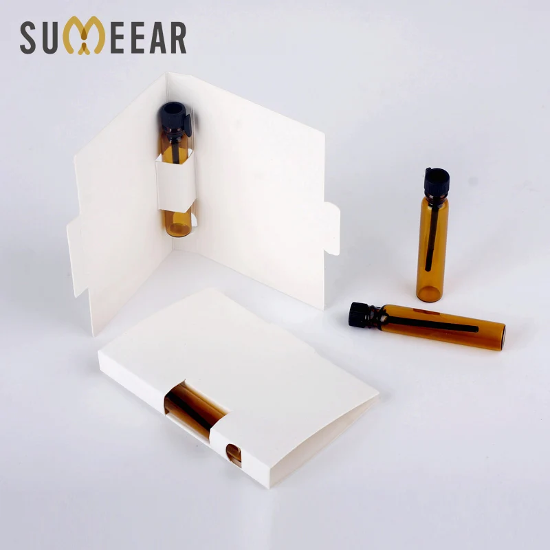 

100Pieces/Lot 2ml Perfume Bottle with Paper Card Sample Refillable Perfume Bottle Dropper Bottle Brown Scented Test Tube Bottles