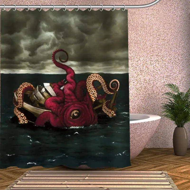 Занавеска для душа Cthulhu с изображением монстра осьминога|custom shower curtain|shower