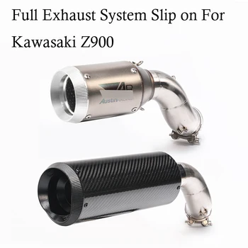 

Full Exhaust Motorcycle System Muffler with Middle Connection Link Pipe Carbon Fiber+stainless Steel For Kawasazi Z900 Escape