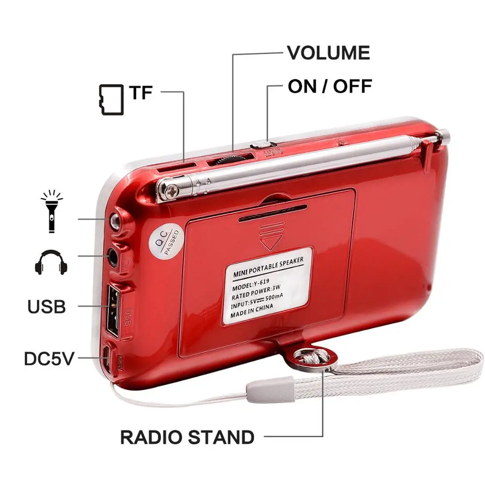 Lefon портативное мини-радио FM стерео приемник динамик рекордер MP3-плеер Поддержка TF SD карты USB AUX светодиодный дисплей фонарик