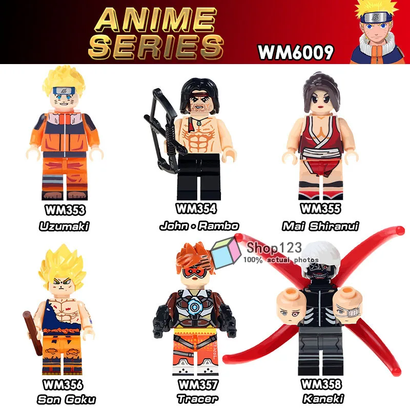 

Single Sale Building Blocks Action Uzumaki Son Goku Tracer Kaneki John.Rambo Bricks For Children Gifts Toys WM6009