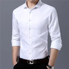 solid men dress shirts long sleeve casual slim fit white formal social shirt male brand clothing prom wedding camisas hombre