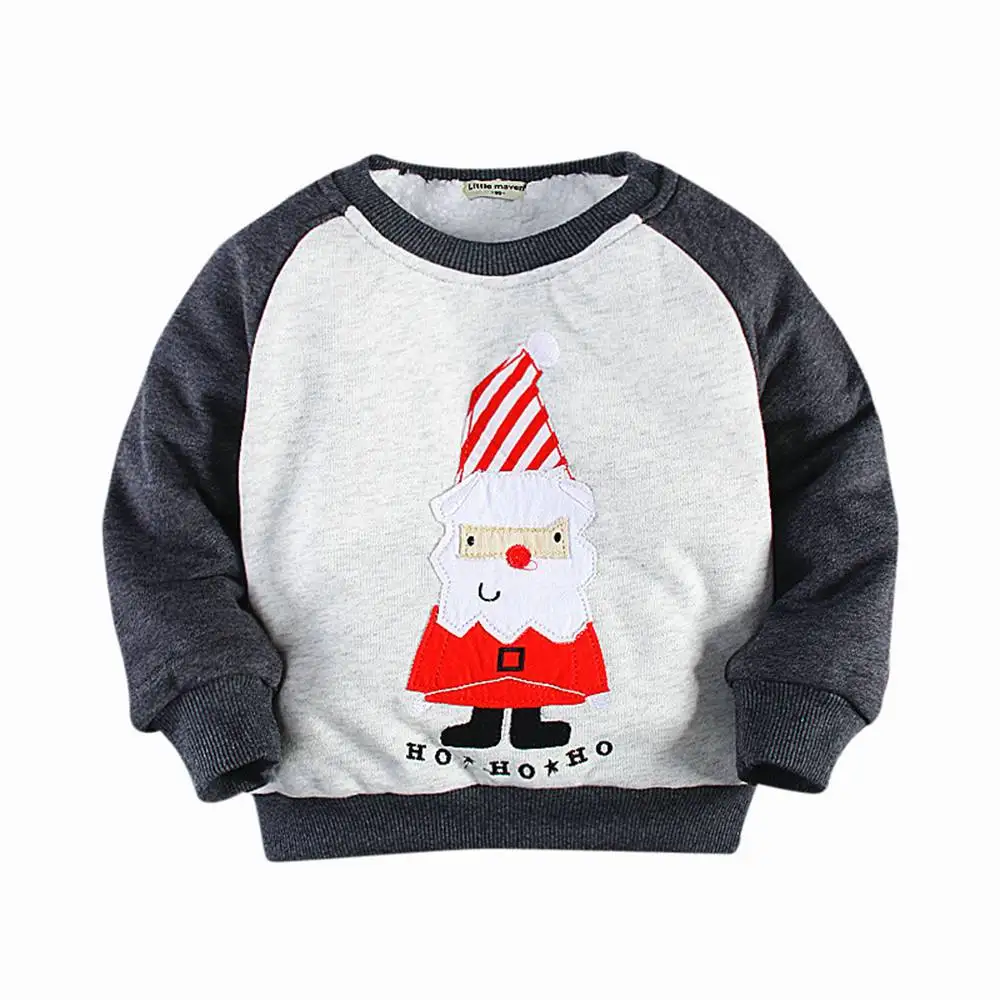 2-7T пуловер для маленьких девочек; пальто с изображением снеговика и бантом; одежда Санта-Клауса; плотный хлопковый теплый пуловер с Санта-Клаусом; пальто для детей - Цвет: Embroidery Santa