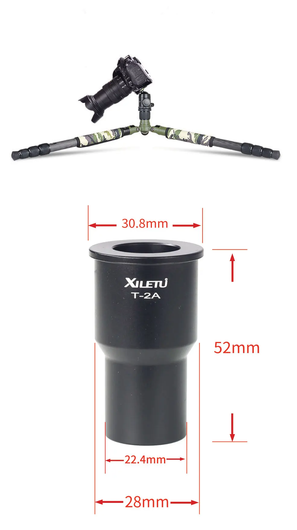 XILETU T-2A Макросъемка центральная ось для 28 мм центральный трубчатый штатив