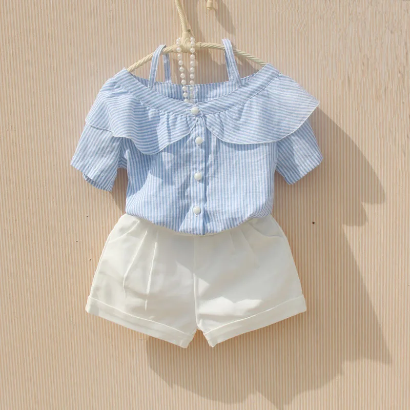 

Baby girl clothes girl t shirt children clothing fashion shoulder off striped blouse 2019 Summer top cotton kids t-shirt 2-16Y