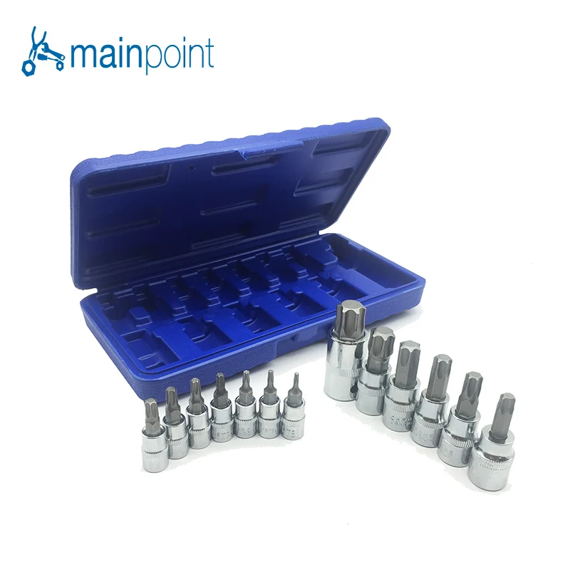 

Mainpoint Hot Sale 13pc Torx Star Bit Socket Nuts Set 1/4 3/8 and 1/2" Drive T8 - T70