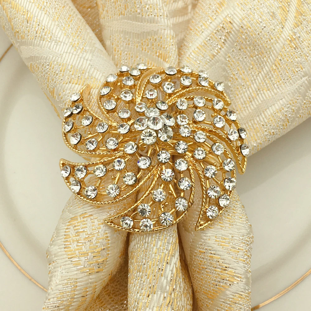 12pcs Shseja Luxurious Napkin Hotel Wedding Supplies Napkin Ring Gold