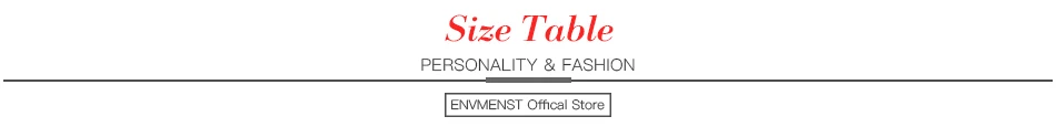 Envemenst ----Size Table