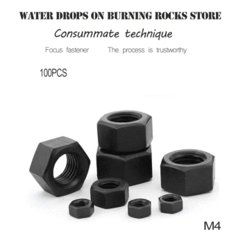 

Free shipping M4 100Pcs DIN934 Black Carbon Steel Hex Nut Hexagonal Nuts Grade 8.8 HW044 hexagon nut is blackened