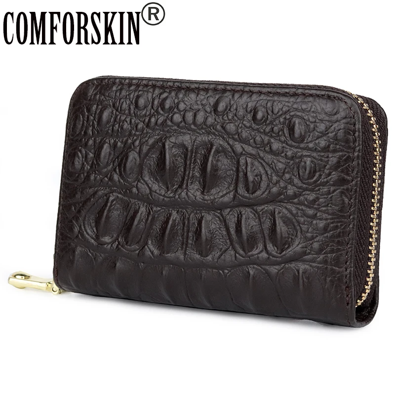 

COMFORSKIN Brand Crocodile Pattern Card Holders New Arrivals Genuine Leather Card Wallet High Capacity Men Credit Card Holders