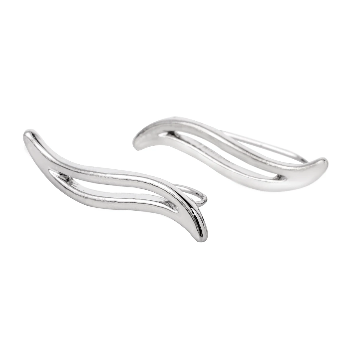 Trendy Silver Wave Geometric Earring Simple Ear Sweeps Pins Crawler Clips Earring Shellhard Bohemian Jewelry For Women Girl 2pcs