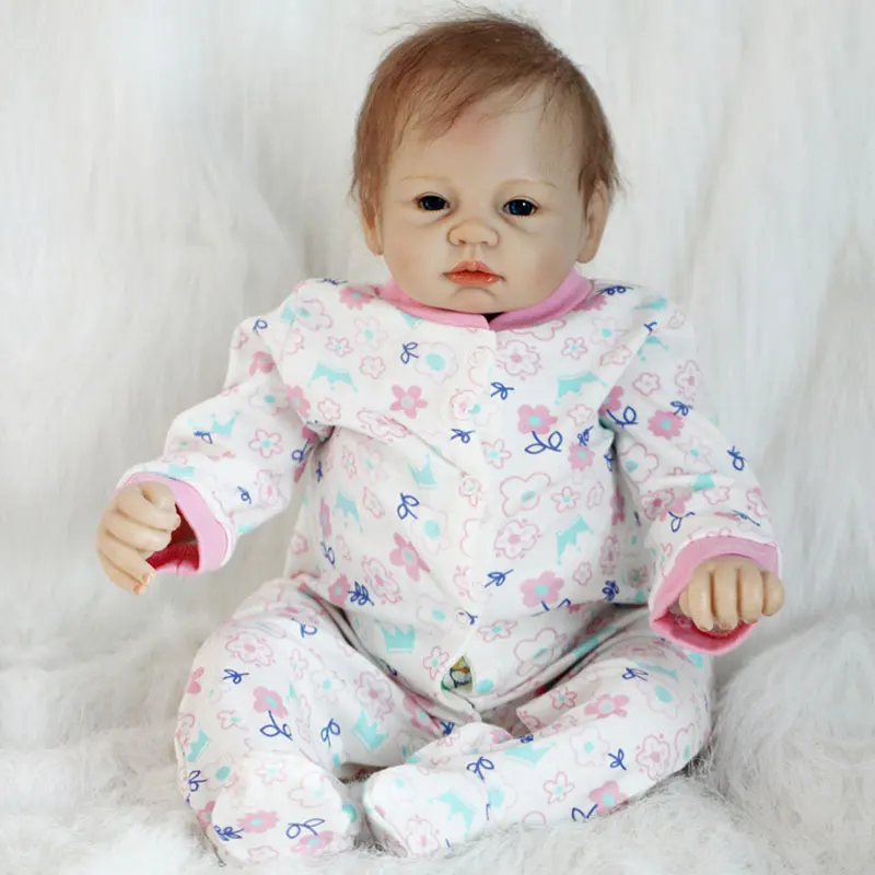 Boneca Reborn 22 дюйма Мягкие силиконовые виниловые куклы 55 см мягкие для новорожденных