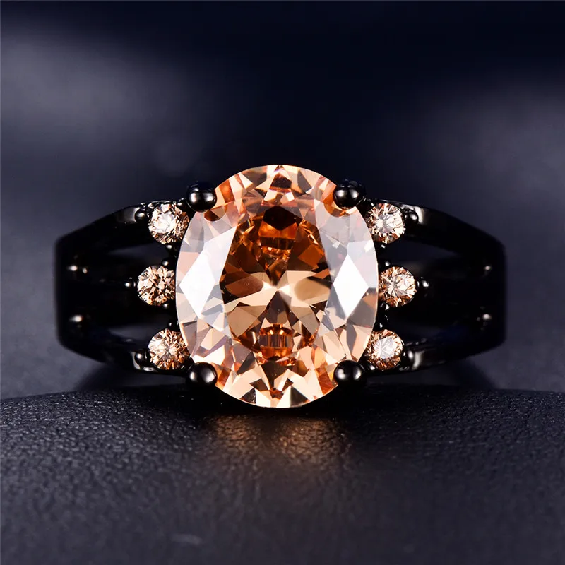 

Bamos Male Red/Pink/Purple AAA CZ Ring Punk Wide Ring For Women Men Black Gold Filled Vintage Wedding Jewelry Couple Rings