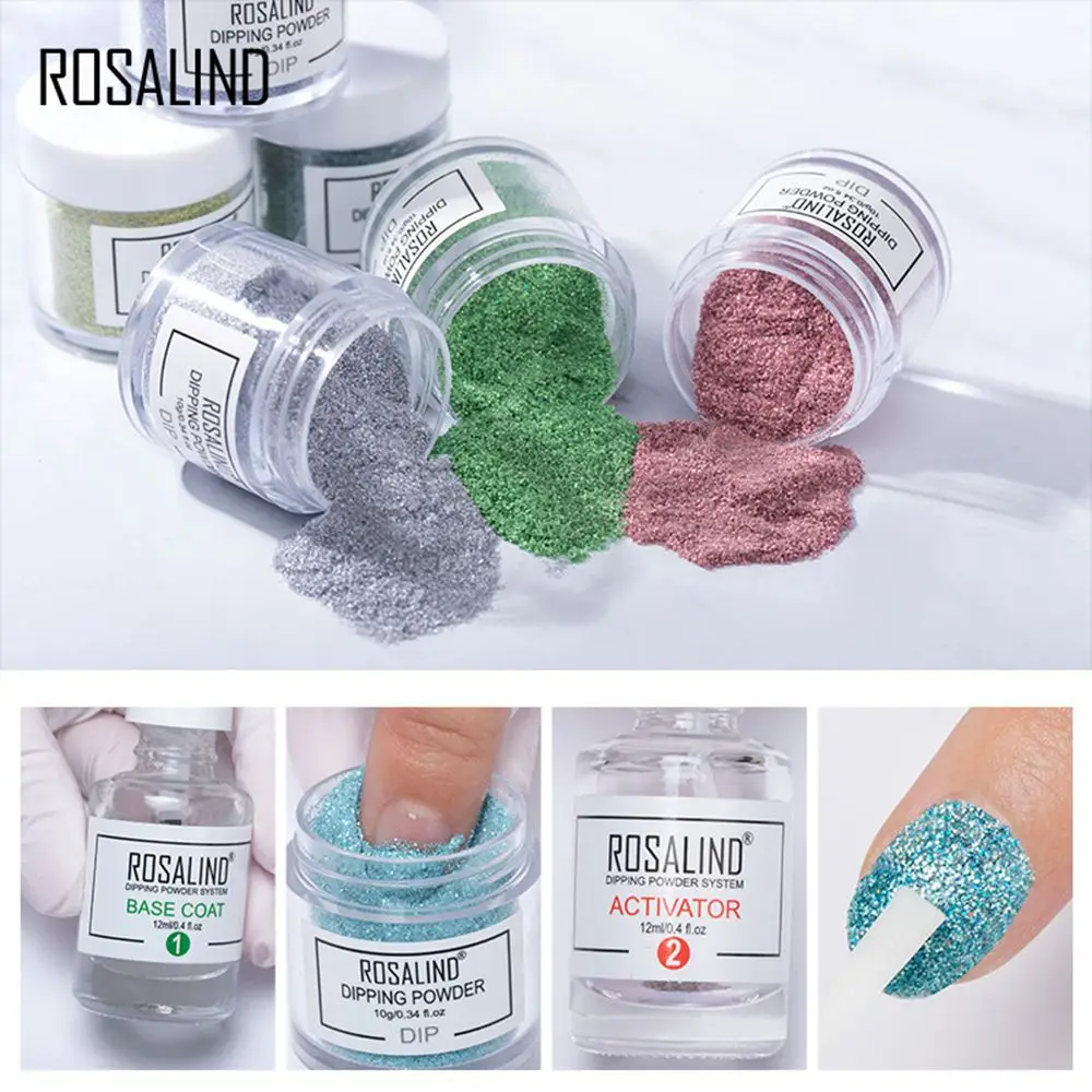 ROSALIND Dip пудра лак для дизайна ногтей градиентный Блестящий хромовый пигмент