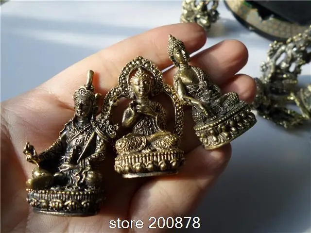 HDC0683 Тибетский карманный мини-амулет Будда золотой Будда статус Декор ремесла лотоса рожденные сокровища коллекции