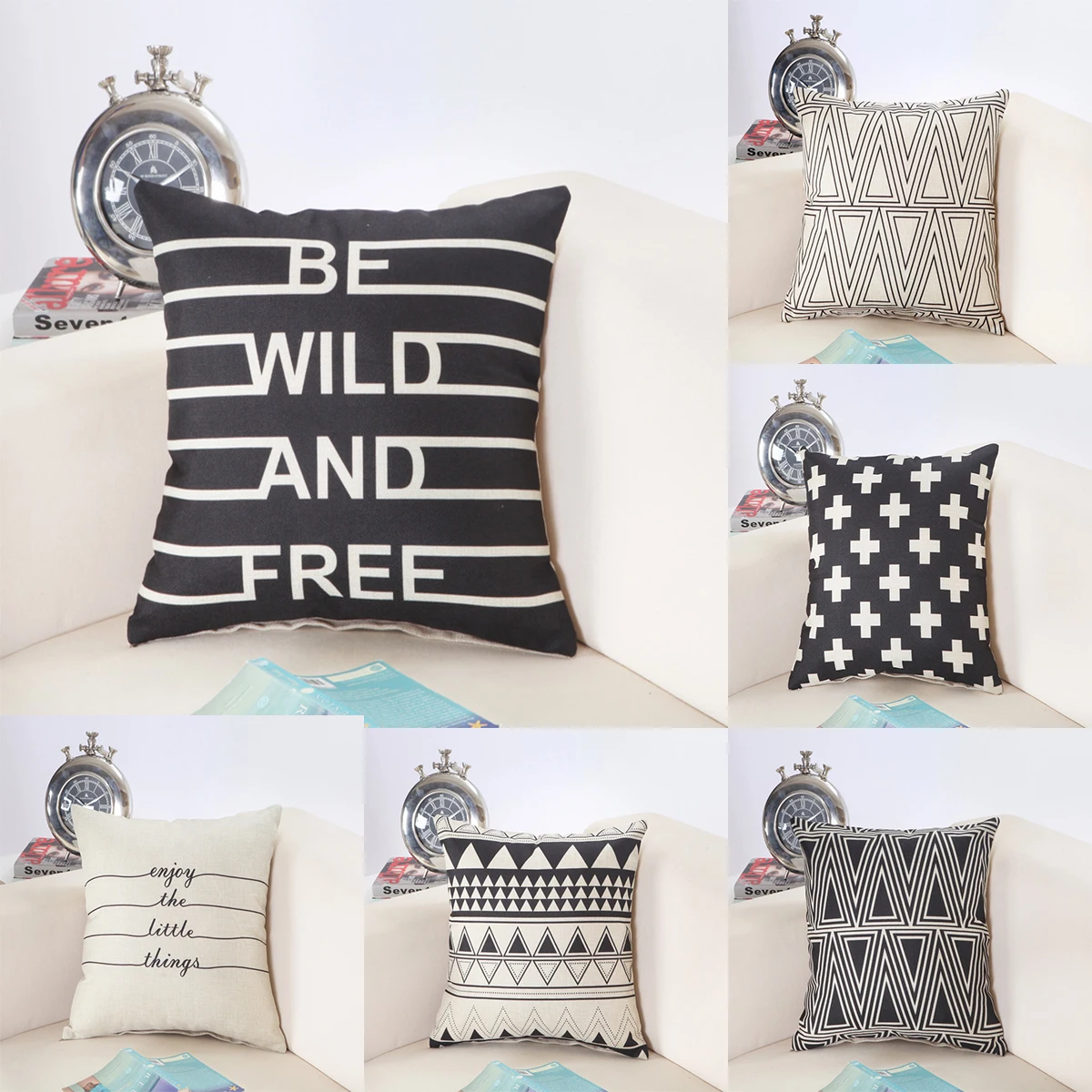 

1Pcs M Letter 45*45cm Cotton Linen Throw Pillow Cushion Cover Car Home Decoration Sofa Decor Decorative geometric Pillowcase