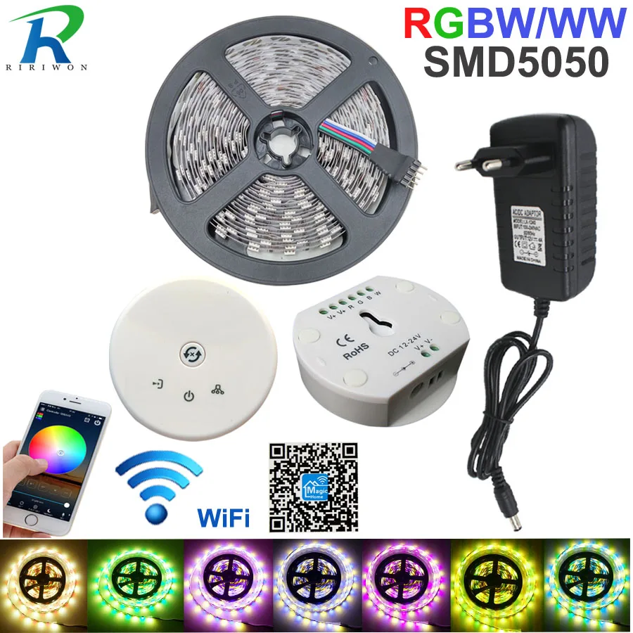 Светодиодная лента RGB SMD 5050 RGBW + WW 5 м светильник полоска водонепроницаемая