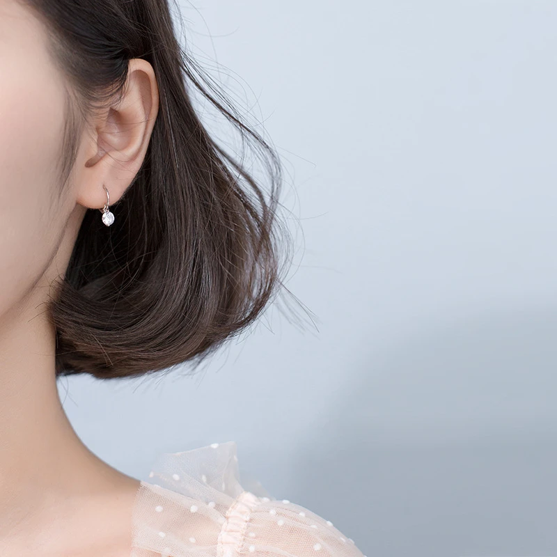 INZATT 100% 925 Sterling Silver Bohemia Geometric Round Zircon Hoop Earrings For Women Party FINE Jewelry Accessories Gift