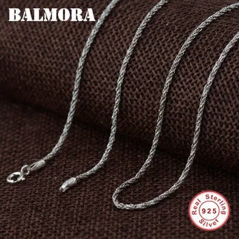 

BALMORA Real 925 Sterling Silver Simple Classic Chains Necklaces for Men Women Retro Cool Fashion Accessories Bijoux Jewelry