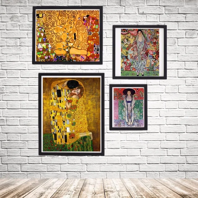 

Gustav Klimt Kiss Classic Art Painting Canvas Art Print Poster Wall Pictures For Room Decorative Home Decor Silk Fabric No Frame