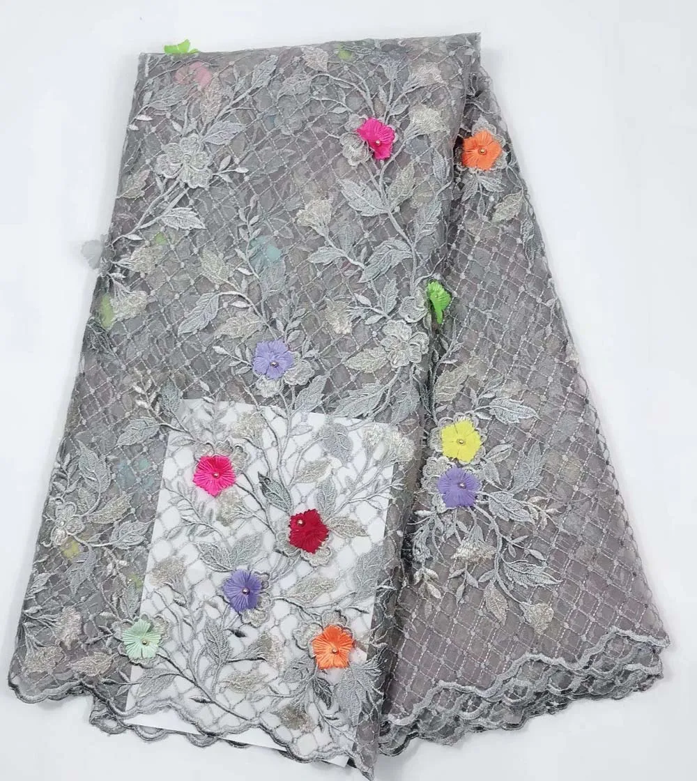 

3D applique Latest African Laces Fabrics Embroidered Stones African French Tulle Lace Fabric 2018 African French Net Lace Fabric