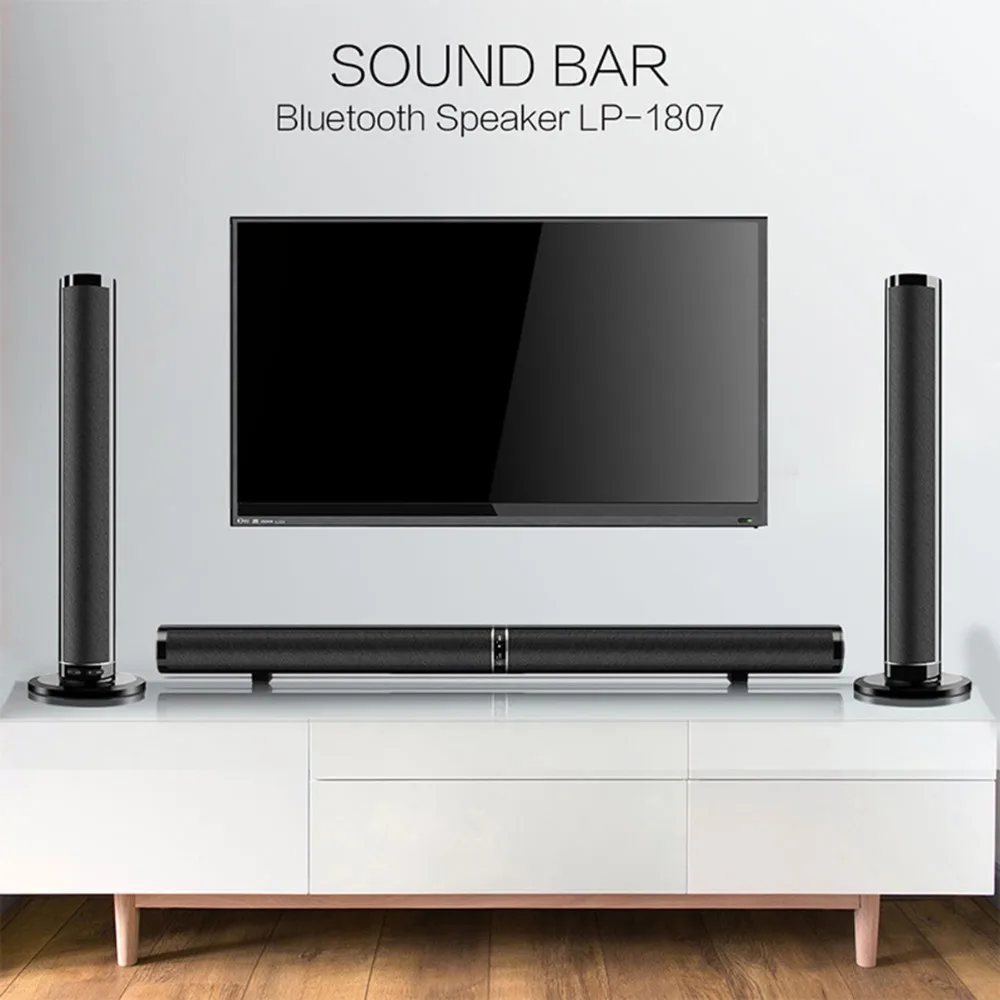 

Wireless TV Soundbar Bluetooth Speaker Stylish Fabric Sound Bar Hifi 3D Stereo Surround Support RCA AUX HDMI For Home Theater