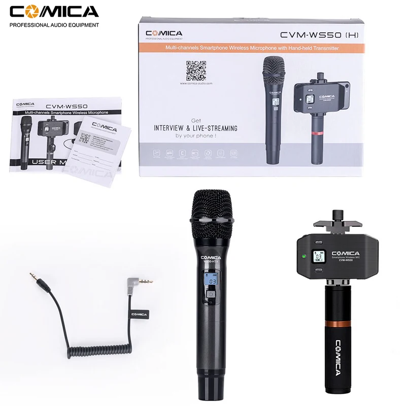 Comica CVM-WS50(H) 6 каналов беспроводной Смартфон микрофон системы ручной микрофон для iPhone samsung huawei мобильных телефонов