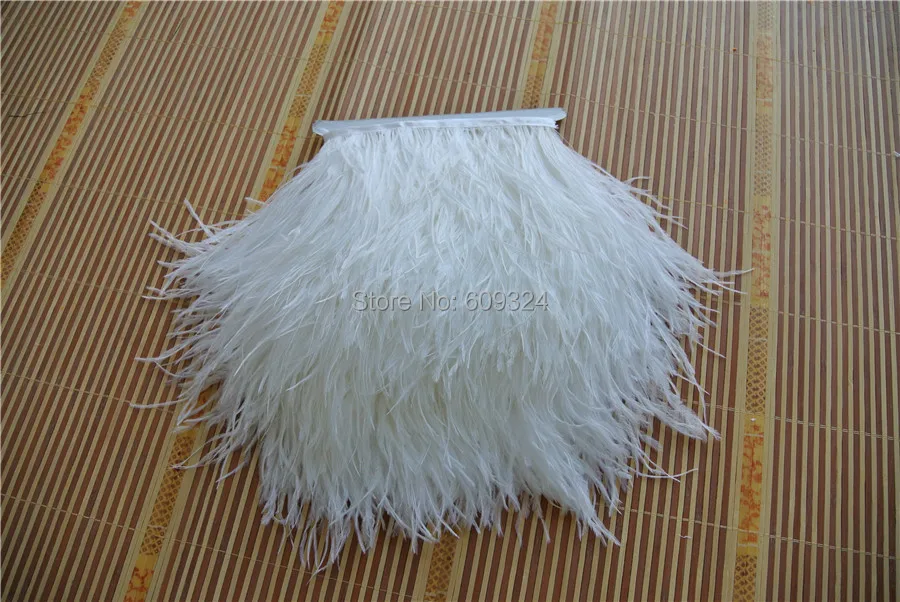

Free Shipping 10 yards white Ostrich Feather trimming fringe ostrich feather trim 5-6inch in width for crafts sewing weddings