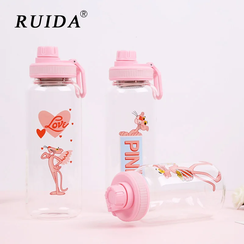 Креативные Мультяшные бутылки для воды RUIDA с розовой пантерой нескользящая