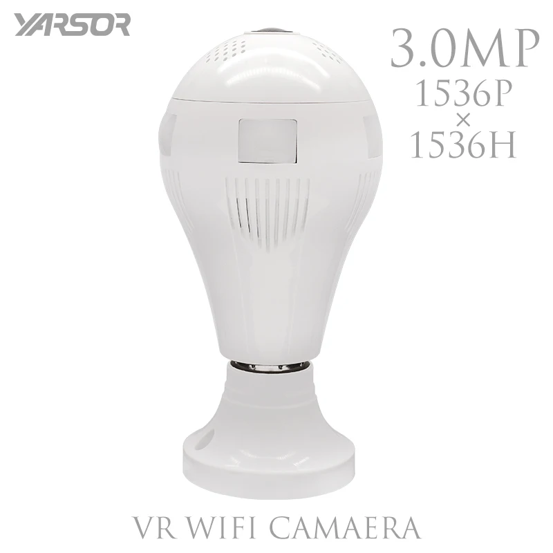 

VR360Y3 360 degree 3MP WIFI Wireless VR IP Camera Wi-Fi Bulb Fisheye Panoramic Surveillance Security CCTV IP Camera