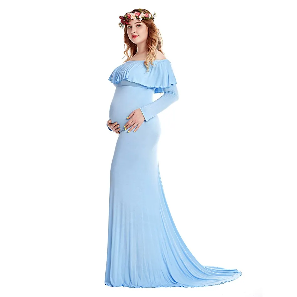 VOGUEON женское длинное платье для беременных с оборками, Длинные вечерние макси платья без рукавов, Одежда для беременных, одежда для фотосъемки - Цвет: Dress 3 and Garland