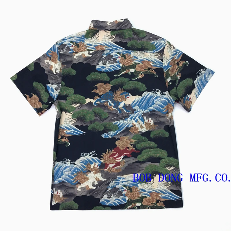 BOB DONG Vintage Lion Hawaiian Shirts Tropical Men's Aloha Short Sleeve T-Shirts 2