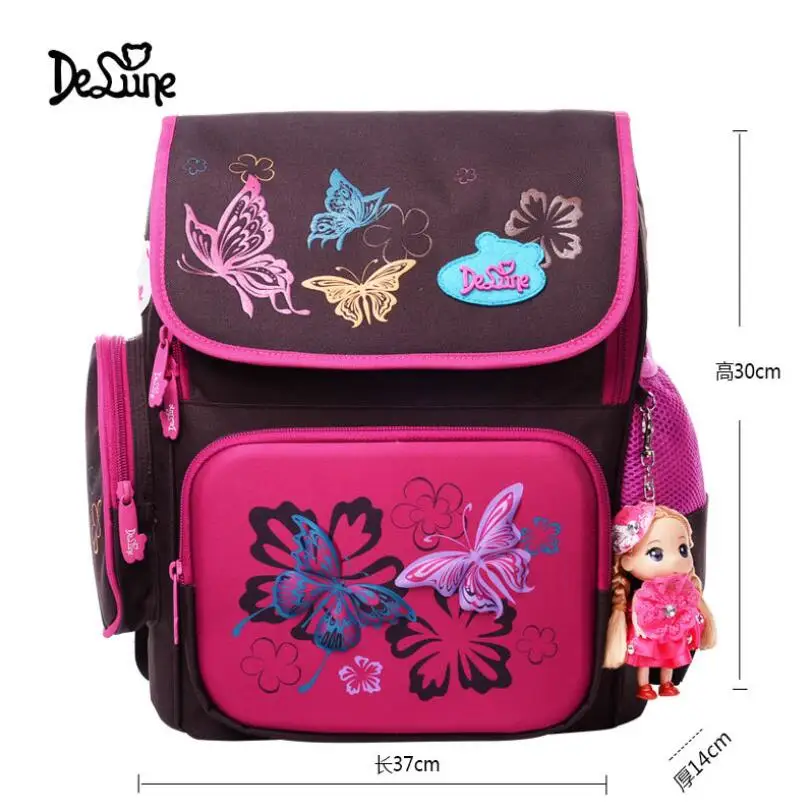 

Delune Cartoon Design School Bags For Girls Orthopedic Backpack Children mochila infantil Durable Children Backpack Grade 1-5