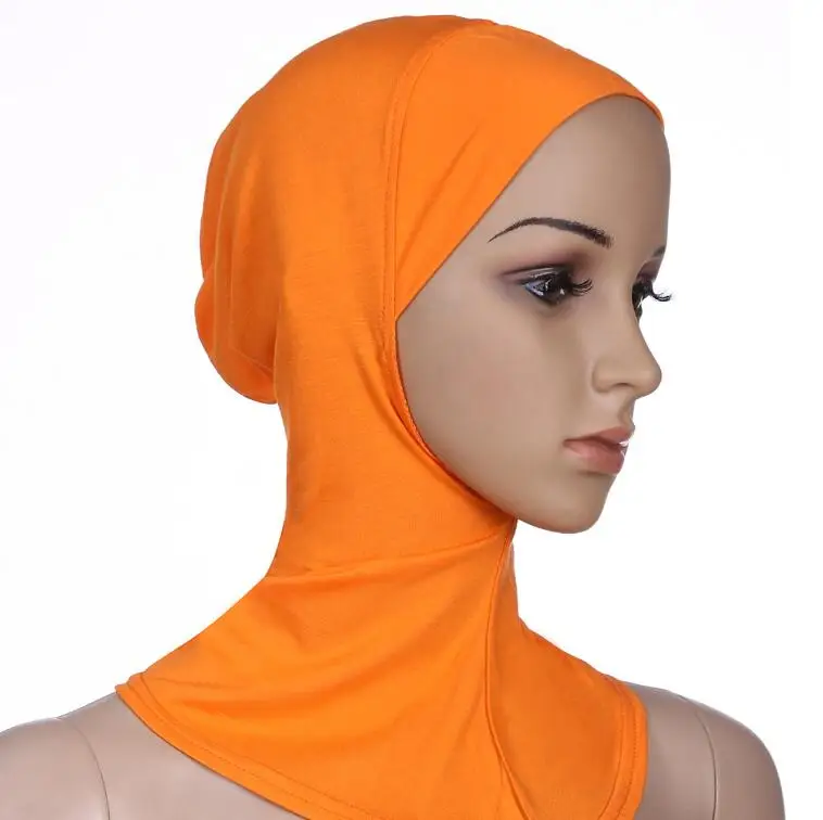 Multicolor Full Cover Soft Modal Muslim Hijab Shawls Swimming Cap Women's Swimming Suit Islamic Underscarf Bikinis Beachwear Cap - Цвет: orange