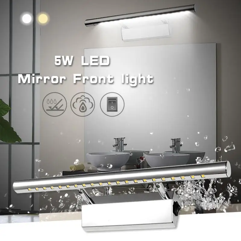 

Modern Stainless Steel LED Front Mirror Light Bathroom Makeup Wall Lamps Led Vanity Toilet Mounted Sconces Lighting Fixture Z3