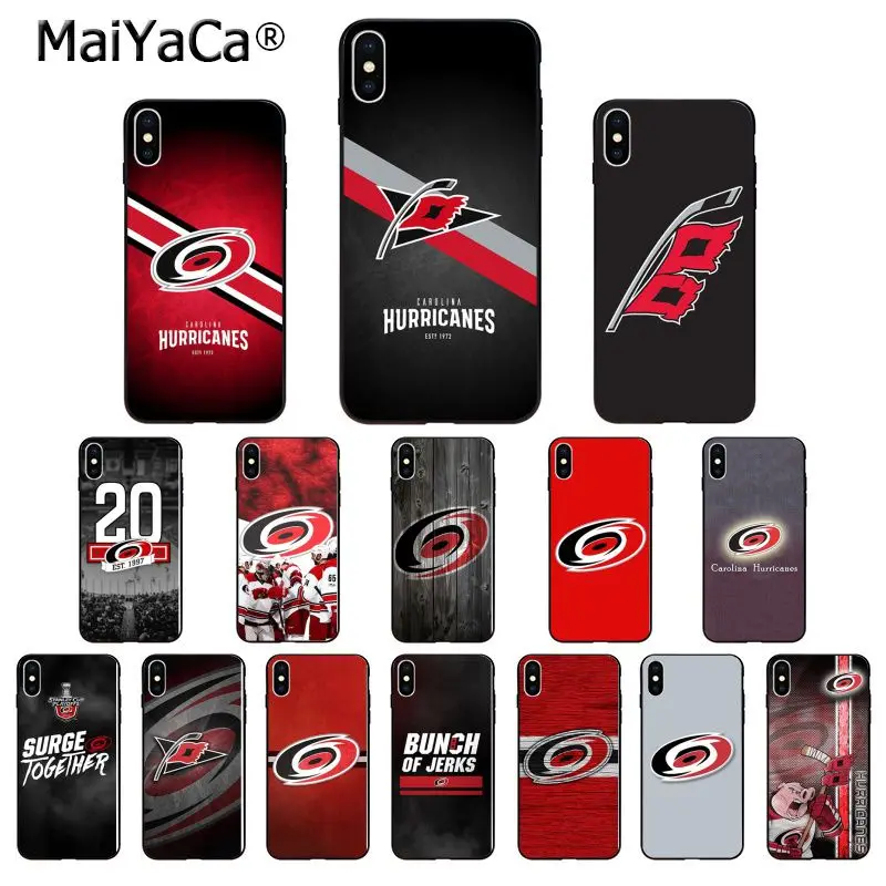 

MaiYaCa Carolina Hurricanes Silicone TPU Soft black Phone Case for Apple iPhone 8 7 6 6S Plus X XS MAX 5 5S SE XR Cover