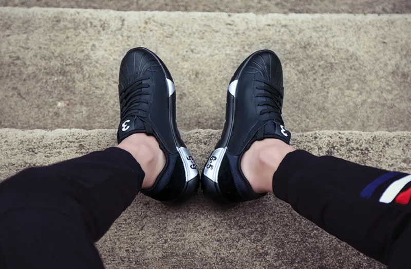 New Spring Autumn Man Sneakers Skateboarding Walking Shoes Leather Breathable Lace Up Flat Light Weight Hard-Wearing Man Shoes (10)