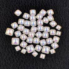 Блестящие белые AB плоские квадратные жемчужины для дизайна ногтей ювелирные изделия Стразы украшения драгоценный камень DIY Салон Советы 3 мм 4 мм 5 мм AV