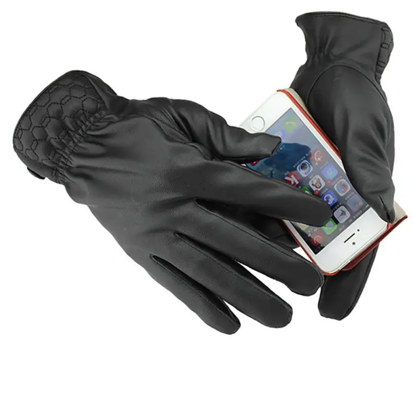 Muqgew модные черные лыжные зимние кожаные мотоциклетные полный палец Сенсорный экран теплые Прихватки для мангала Мода сенсорный Экран