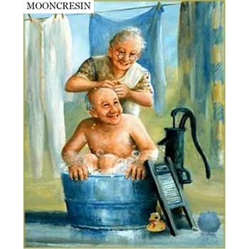 

5D DIY Diamond Painting Old Couple Needlework Full Square Diamond Embroidery Cross Stitch Kit Sticker Wall Decoration Arts Gift