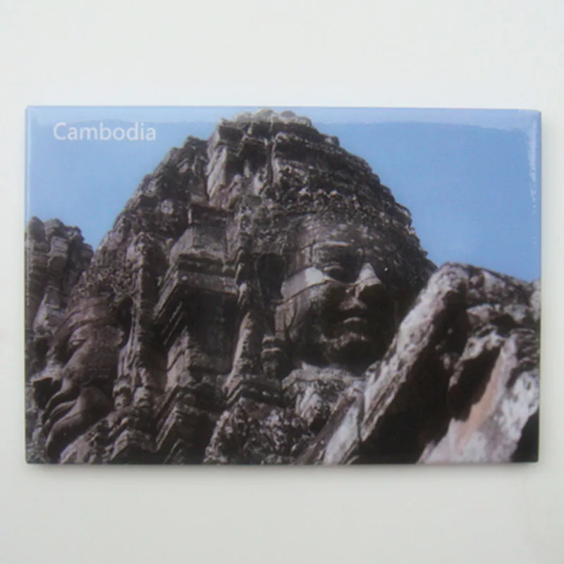 

Rectangle Rigid Magnets , Cambodia Angkor Wat Scene Tourist Metal Fridge Magnet SFM5191