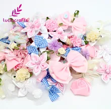 Lucia crafts, 20 г/лот, случайный микс, бант/цветы/розетка, для девочек, бутик, мини лента, бант для волос, сделай сам, аксессуары для одежды, B1202