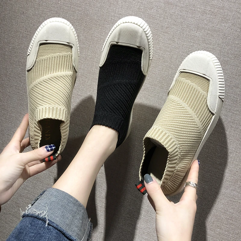 

2019 Fashion Vulcanized Sneakers Women Comfortable Breathable Tenis Feminino Slip-on Flats Casual Shoes Lightweight Ladies Shoes