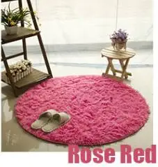 Пушистые круглые ковры для гостиной, декор из искусственного меха, ковер для детской комнаты, Длинные Плюшевые коврики для спальни, мохнатый ковер, современный коврик - Цвет: Rose Red