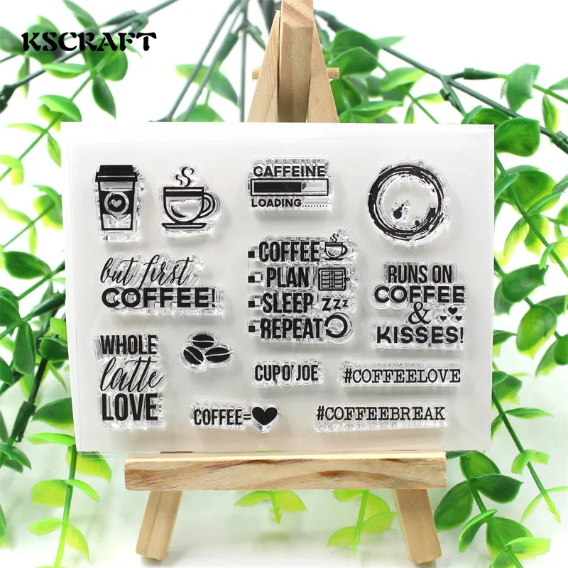 KSCRAFT Coffeebreak Transparent Clear Silicone Stamp/Seal for DIY scrapbooking/photo album Decorative clear stamp sheets | Канцтовары