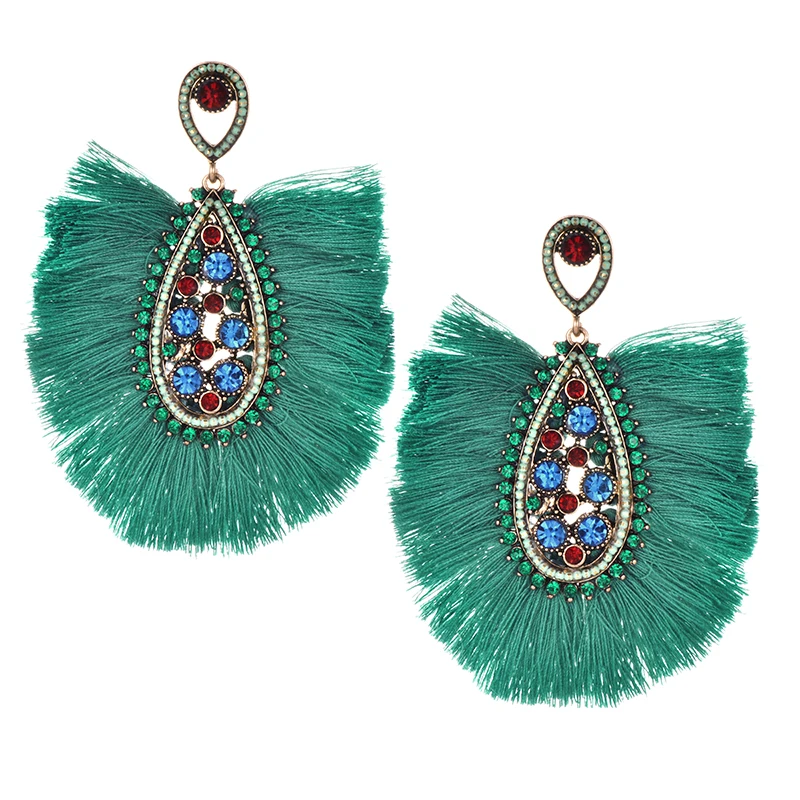 

ZHINI Big Vintage Long Tassel Earring Special Design Female Funny Party Gift Maxi Crystal Dangle Earrings for women jewelry
