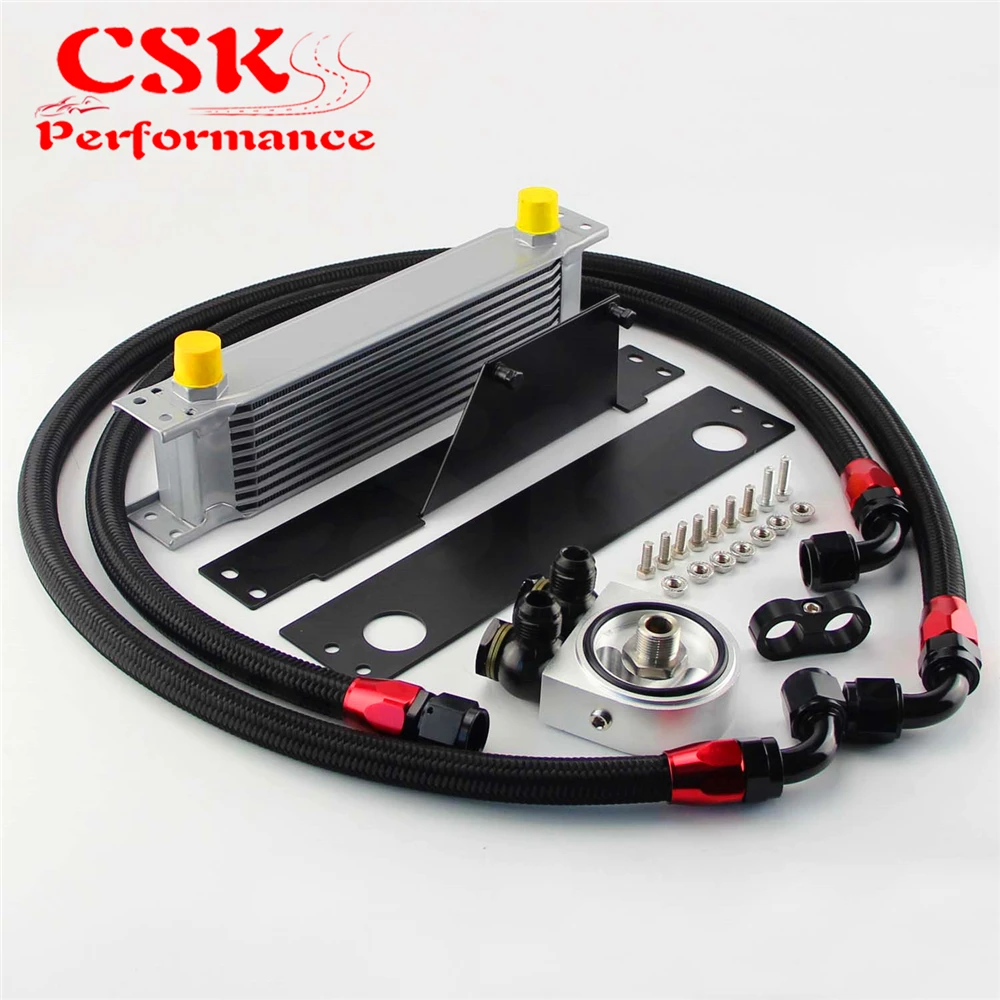 

10 Row AN10 Racing Engine Oil Cooler Kit Fits For 01-05 Subaru Impreza WRX/STi Silver/Black