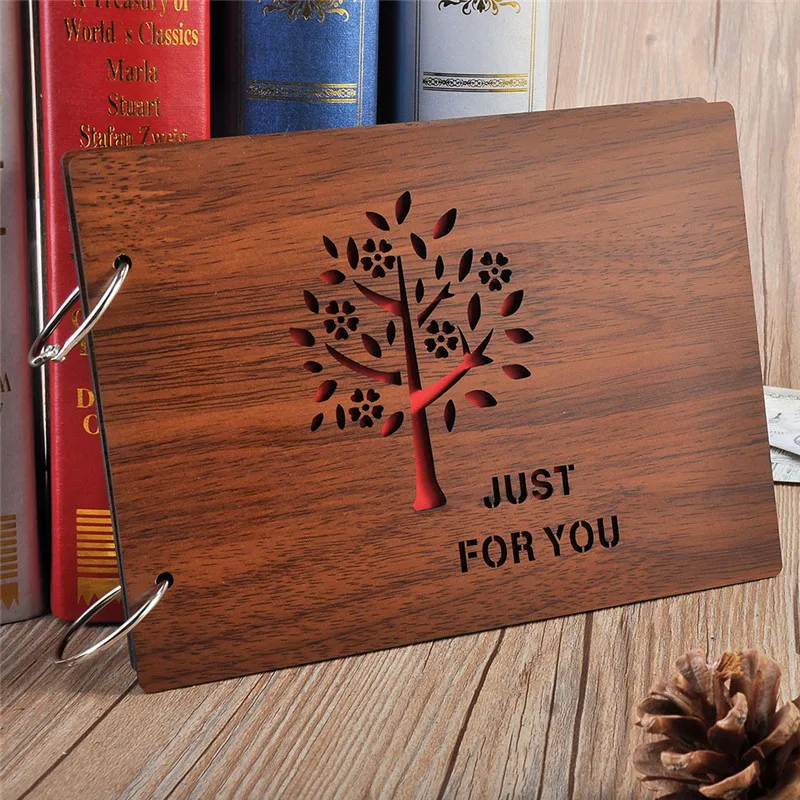 8" Wooden Cover Photo Album Handmade Loose leaf Pasted Photo Graduation