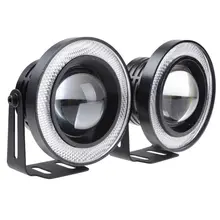 2.5 Auto Angel Eye Green COB Halo Ring Projector Lens LED DRL Driving Fog Light 4 round rgb led fog lights drl angel eye halo ring bluetooth phone auto drl car light lamp for jeep wrangler off road suv
